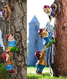 economico -gnome garden decor, 1pc garden gnome statue, gnomi rampicanti fata tree hugger garden art outdoor per arredamento quattro stagioni, ornamenti artigianali in resina per patio, prato, decorazione