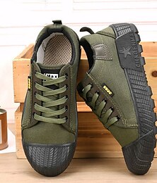 economico -scarpe da ginnastica in tela robusta da uomo – scarpe casual da esterno resistenti con lacci e suola in gomma per escursioni e lavoro