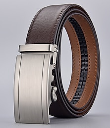 cheap -Men's Leather Belt Ratchet Belt Casual Belt Brown Coffee Cowhide Stylish Casual Gentleman Plain Daily Wear Going out Weekend