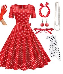 billiga -Retro / vintage Femtiotal Rockabilly Underkjol A-Line Klänning Tutu Flare Klänning Julfestklänning Audrey Hepburn Dam Fest / afton Maskerad Klänning