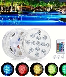 cheap -Submersible LED Light Outdoor Lights Waterproof 1X 2X 3X 4X 8X 10X SMD5050 Upgrade 13 LED IP68 RGB Submersible Light With Magnet and Suction Cup For Swimming Pool Pond Light Underwater Tea Colorful Light Colorful Lighting With Remote Controller