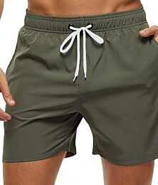 billiga -Herr Boardshorts Badshorts Shorts med meshfoder Slät Andningsfunktion Snabb tork Surfing Helgdag Formell Boho ArmyGreen Svart