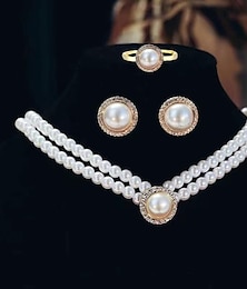 levne -Svatební šperky Soupravy 1 sada Napodobenina perel 1 x náhrdelník 1 x prstýnek Náušnice Dámské Módní Přizpůsobeno Jednoduchý Retro Drahocenný Kulatý Sada šperků Pro Svatební Výročí Zvláštn