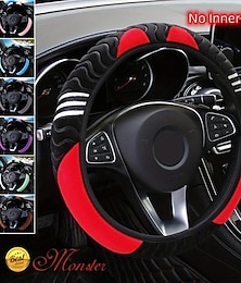 cheap -Plush Anti-Slip Car Steering Wheel Cover - Universal 15 Inch Protector for Comfortable Driving - Little Monster Design Accessory