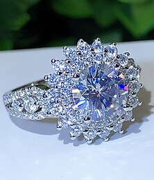 זול -טבעת חתונה קלאסי כסף סגסוגת יָקָר אופנתי פאר 1 pc זירקון