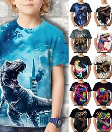 cheap -Boys 3D Graphic Animal Dinosaur T shirt Tee Short Sleeve 3D Print Summer Spring Active Sports Fashion Polyester Kids 3-12 Years Outdoor Casual Daily Regular Fit