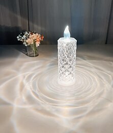 economico -Lampada a led elettronica a lume di candela con motivo a rosa incandescente rifrazione alone proiezione lampada a led senza fiamma alimentata a batteria per decorazioni per feste di compleanno matrimonio