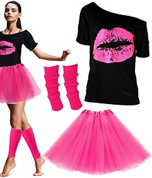 billige -Retro / vintage disco 1980erne Cosplay kostyme Drakter Disk Dame Karnevalskostyme Karneval Maskerade Fest / aften Pride-parade Pride måned Voksne Skjørt Mer Tilbehør T-Trøye Vår sommer