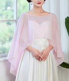 זול -כיסויי גוף לנשים כף וינטאג' אלגנטית ללא שרוולים פוליאסטר עליוניות לחתונה עם צבע טהור עבור חתונה קיץ