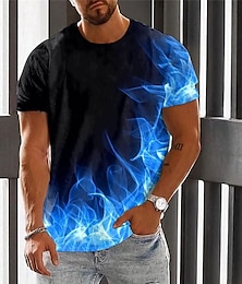 cheap -Graphic Flame Vintage Fashion Designer Men's 3D Print T shirt Tee Flame Shirt Outdoor Daily Sports T shirt Light Green Red Blue Short Sleeve Crew Neck Shirt Spring & Summer Clothing Apparel S M L XL