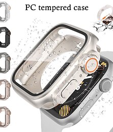 billiga -Watch Case Kompatibel med Apple Watch Series 8 7 41mm 45mm / Series 6 5 4 SE 40mm 44mm Reptålig Stötfångare heltäckande Allround skyddande Härdat glas / PC Klocka Skal