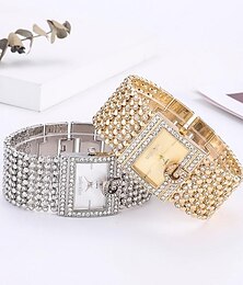 cheap -Simple Square Gold Watches Women Fashion Casual Alloy Bracelet Ladies Wristwatches Diamond Scale Dial Female Quartz Clock