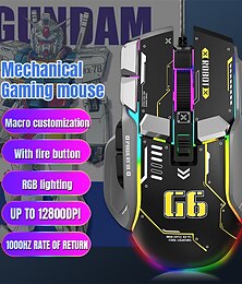 cheap -HXSJ G6 10-Button Wired Game Mouse Macro Programming 13 RGB Light Modes 6 Gears 12800 dpi