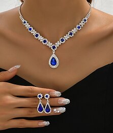abordables -ensemble de bijoux costume une pièce boucles d'oreilles en strass collier mode femme élégant cool joli classique poire irrégulière ensemble de bijoux pour robe de soirée de mariage pour impressionner