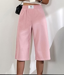 cheap -Women's Wide Leg Chinos Baggy Calf-Length Pocket Baggy Pink Fall Winter Micro-elastic High Waist Casual Comfort Vacation Casual Daily Black White M L Summer Spring