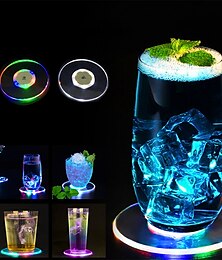 baratos -porta-copos led acrílico cristal refeição tapete porta-copos criativo decoração de barra luz ambiente de festa luz criativa luz noturna