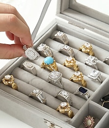abordables -1 pc grande capacité velours boîte à bijoux nouveaux anneaux colliers boucles d'oreilles boucles d'oreilles boîte de rangement haut de gamme sens boîte d'organisation boîte anti-poussière