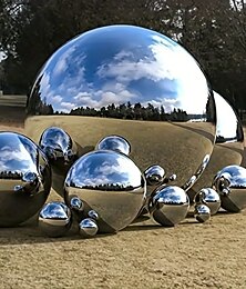 abordables -Bolas de acero inoxidable para mirar, 6 uds., bolas huecas pulidas con espejo de 32-120mm para decoración del hogar, decoración de jardín, decoración de escena, regalo de cumpleaños & ¡más!