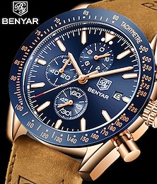 お買い得  -benyar クロノグラフ アナログ クォーツ ムーブメントによるメンズ腕時計 スタイリッシュなスポーツ デザイナー腕時計 30m 防水 エレガント ギフト 腕時計 男性用
