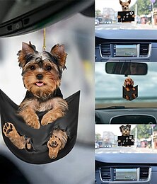 abordables -Ornement de rétroviseur de voiture de chiot suspendu coloré - accessoire amusant et mignon pour votre véhicule