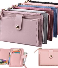 abordables -Femmes Portefeuille Porte-Cartes de Crédit faux cuir Quotidien Fête Fermeture éclair Grande capacité Imperméable Léger Couleur Unie Noir Rose Claire Rouge clair