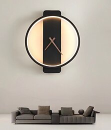 abordables -lampe de mur d'intérieur avec horloge lampe de mur décorative créative 30cm vraie horloge conception métal fixé au mur luminaire pour chambre chevet couloir salon