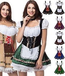 cheap -Carnival Oktoberfest Beer Costume Dirndl Trachtenkleider Dirndl Blouse Oktoberfest / Beer Bavarian Bavarian Wiesn Traditional Style Wiesn Women's Traditional Style Cloth Shirt Apron