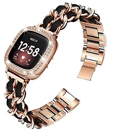 זול -להקת שעונים חכמה מותאם ל פיטביט Versa 4, Sense 2, Versa 3, Sense Fitbit Versa 2 Versa Lite מתכת אל חלד שעון חכם רצועה עם קייס סוגר מתכת עמיד בזעזועים רצועת ספורט תַחֲלִיף צמיד