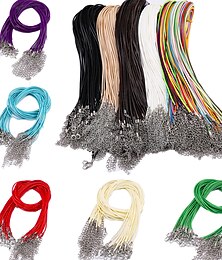 abordables -Ensemble collier 10pcs diy - bijoux en fil de cire, corde en cuir noir & pendentif - accessoire parfait pour n'importe quelle tenue