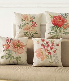 ieftine -husă de pernă cu două părți florale de epocă 4 buc. husă de pernă pătrată decorativă moale față de pernă pentru dormitor sufragerie canapea scaun
