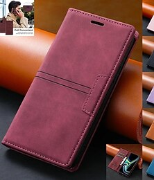 abordables -teléfono Funda Para iPhone 17 Pro Max 17 Air 16 15 14 Pro Max Plus 13 12 11 Pro Max Mini Tarjetas billetera Gire la tapa con Soporte Magnética Protector de cuerpo completo Color sólido TPU Cuero de PU