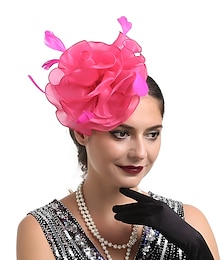 cheap -Fascinators Kentucky Derby Hat Headwear Organza Fedora Hat Holiday Cocktail Retro Elegant With Feather Pure Color Headpiece Headwear