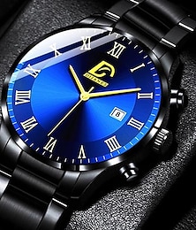abordables -Mode hommes montres luxe calendrier date horloge à quartz grand cadran hommes affaires en acier inoxydable maille ceinture montre relojes masculino