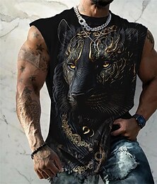 baratos -Homens Gráfico Animal Top de colete Camiseta masculina sem mangas Sem Manga Alças Camiseta Impressão 3D Gola Redonda Camisa Moda Designer Músculo Diário Esportes Ginásio Amarelo Vermelho Azul