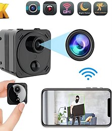 preiswerte -Mini-Kamera, verstecktes WLAN, 4K, kabellos, für den Innenbereich, kleine Nanny-IP-Kamera, Heimsicherheit, geheime Überwachung, winziger Videorecorder mit Telefon-App, Nachtsicht,