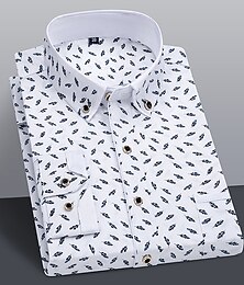 cheap -Men's Shirt Dress Shirt Button Up Shirt White Royal Blue Blue Long Sleeve Print Lapel Spring &  Fall Office & Career Going out Clothing Apparel Basic