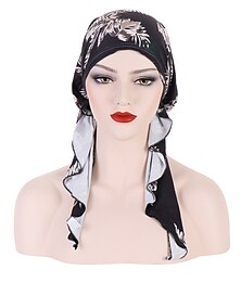 abordables -Pañuelo preatado estampado para mujer, turbante elástico musulmán para mujer, sombrero suave, cubierta para la pérdida de cabello, envoltura para la cabeza, bandana elástica
