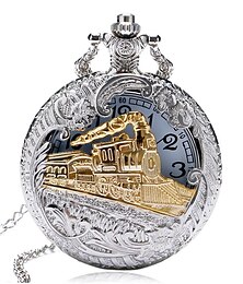 abordables -hommes montre de poche vintage creux bronze locomotive conception quartz fob montre de poche avec collier chaîne cadeau pour hommes femmes