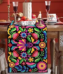 billige -halloween tablerunner mexicansk forår bordløber spisestue bomuld boho bord flag dekoration med kvaster, bordpynt til spisning bryllup fest ferie