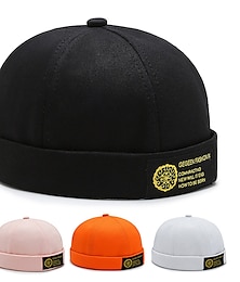 billiga -Unisex Docker Cap Brättelösa hattar Svart Vit Bomull Resor Strandstil Utomhus Semester Slät Justerbara Mode