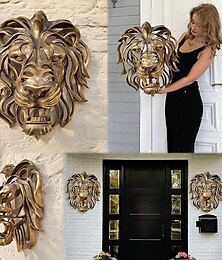 economico -resina testa di leone scultura animale decorazione della parete arte, fattoria fatta a mano leone decorazione della parete scultura decorazioni per l'inaugurazione della casa regalo