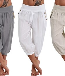 economico -pantaloni da yoga da donna tasche laterali harem bloomers pantaloni capri pantaloni asciugatura rapida assorbimento dell'umidità leggero hippie boho azzurro mandarino polvere bianco fitness palestra