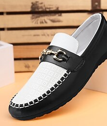 preiswerte -schwarz-weiße Slipper für Herren mit Metallschnalle und perforiertem Design – stilvolle und bequeme Schuhe für Business oder Freizeit