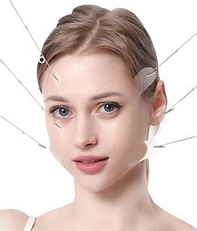 Недорогие -40 шт. наклейки для подтяжки лица с 8 фиксированными веревками, мгновенные V-образные ленты для подтяжки лица, ленты для подтяжки лица, уменьшающие двойной подбородок, пятна от морщин на лице