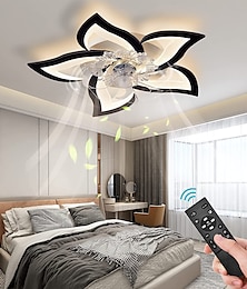 お買い得  -LEDシーリングファン調光可能リモートコントラルフラワーデザイン25.7インチ5ヘッドフラッシュマウントシーリングランプアクリルランプシェードシャンデリア寝室リビングルーム