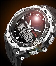 お買い得  -skmei メンズスポーツ腕時計ソーラーデジタル LED 軍事メンズ腕時計ファッションカジュアルエレクトロニクスクロノグラフラバー腕時計男性時計リロイやつ