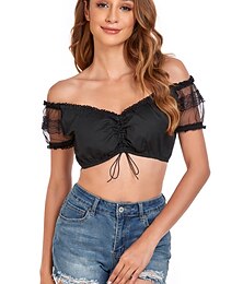baratos -Oktoberfest Blusa Dirndl Oktoberfest / Cerveja Bávaro Viena Estilo Tradicional prados Mulheres Pano de Estilo Tradicional Blusa