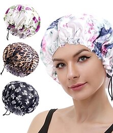 economico -cuffia da doccia in seta con stampa leopardo, cuffia da doccia a doppio strato impermeabile, cuffie per capelli in eva riutilizzabili per la protezione dei capelli, sette colori disponibili, per uomo