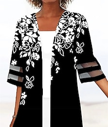 ieftine -Pentru femei Jachetă Sacou În aer liber Peteci Floral Respirabil Modă Fit regulat Îmbrăcăminte exterioară Lungime Manșon 3/4 Vară Roz Deschis S