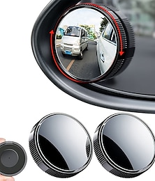 abordables -2 uds espejos de coche de punto ciego 2 pulgadas reutilizable redondo hd vidrio convexo 360 gran angular espejo retrovisor lateral con ventosa para coches suv y camiones